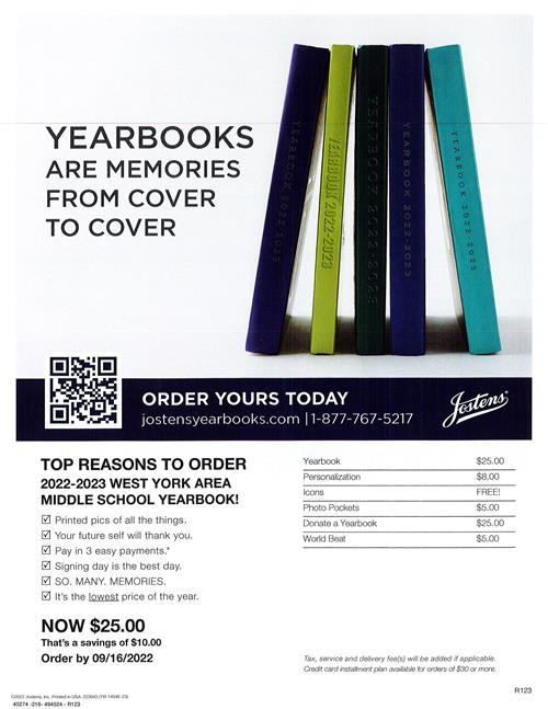 Middle School Yearbook Information